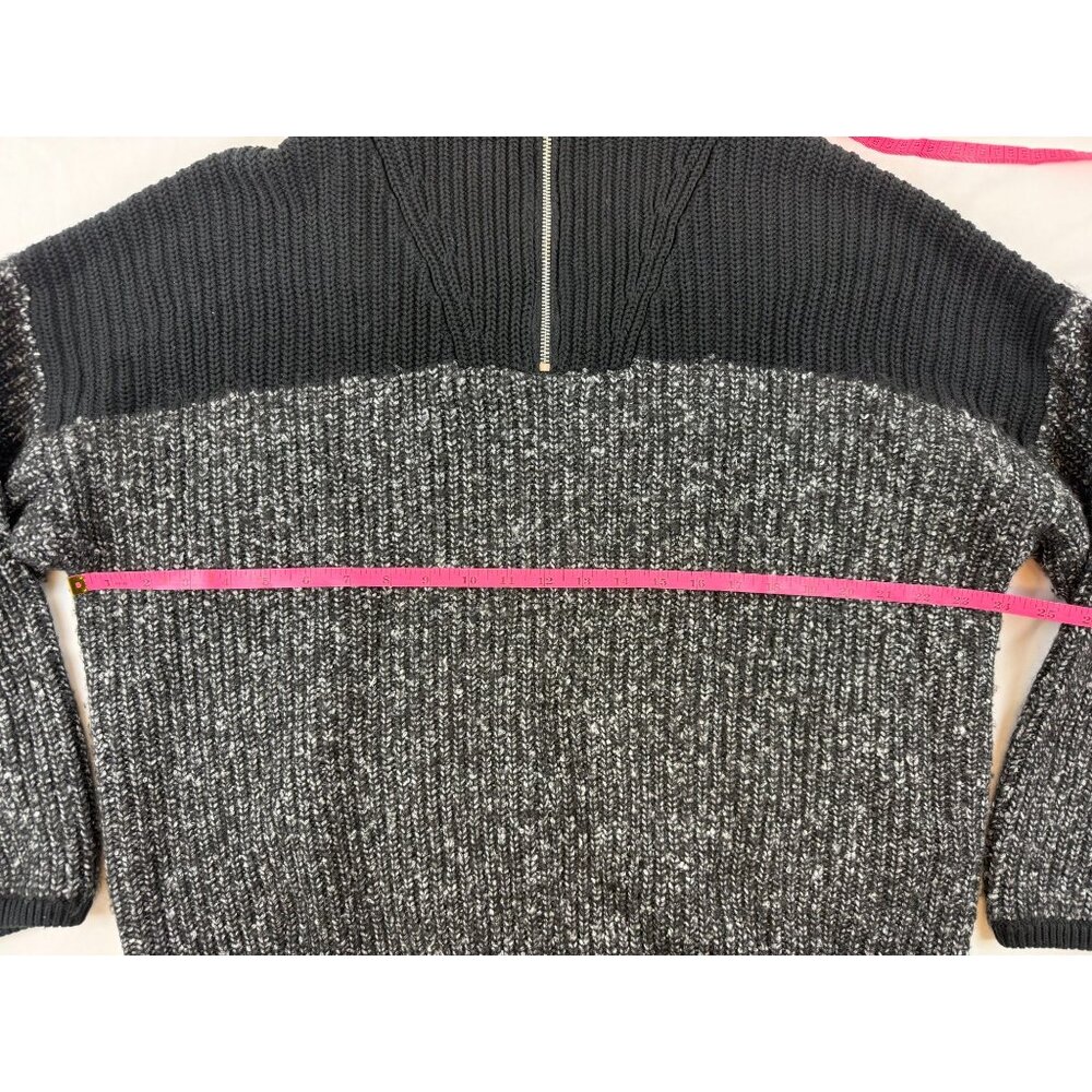 Varley Sweater Willard Half Zip Womens Medium Chunky Knit Pullover Black $178 - Picture 5 of 10